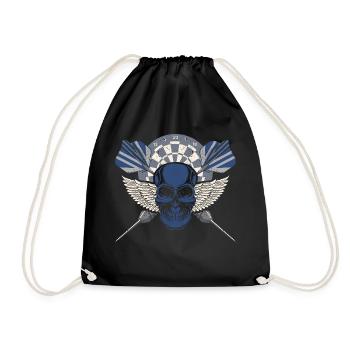 Skull Bullseye Darts Player Backprint Darts Player - Drawstring Bag - black - Front