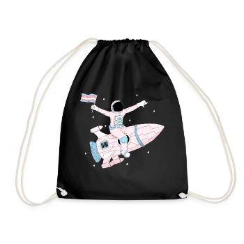 Trans Pride Astronaut Transgender - Drawstring Bag - black - Front