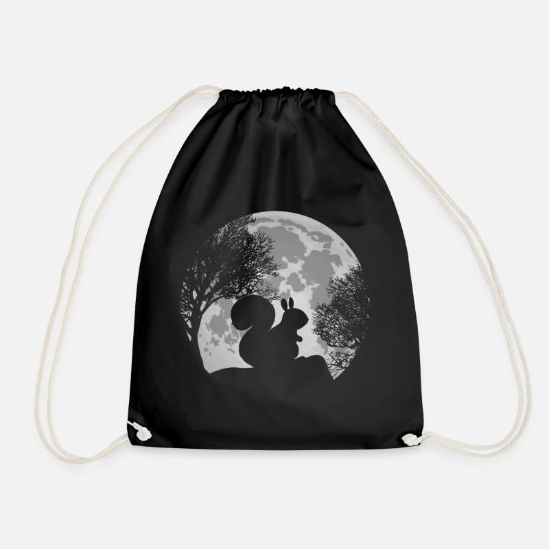 Eichhörnchen Mond Silhouette Eichhörnchen - Turnbeutel - Schwarz