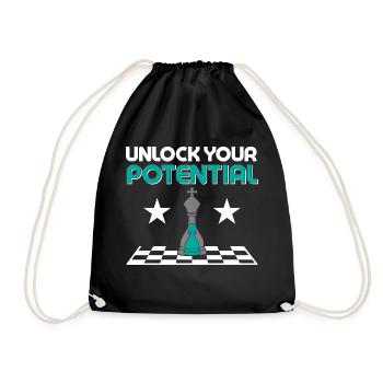 Unlock Your Potential Chess Player Chess Board - Turnbeutel - Schwarz - Vorne