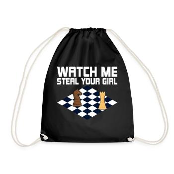 Watch Me Steal Your Girl Chess Board Chess Player - Turnbeutel - Schwarz - Vorne