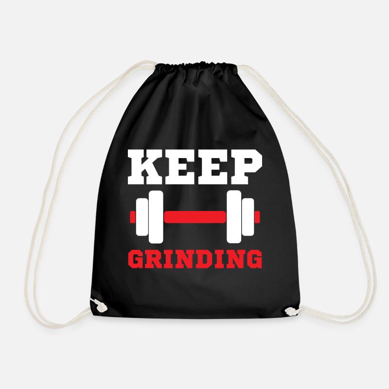 Keep Grinding Training Motivation Erfolg Spruch - Turnbeutel - Schwarz