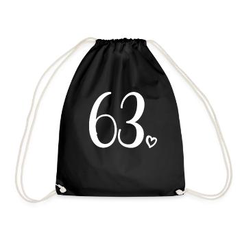 Süße Nummer 63, 63 Jahre alt, 63. Geburtstag Geschenk - Turnbeutel - Schwarz - Vorne