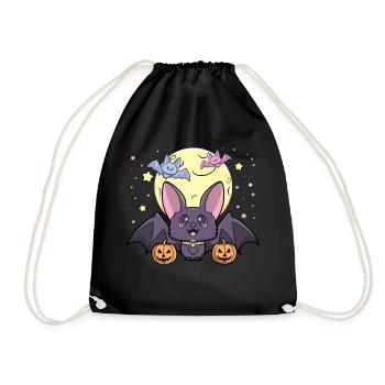 Mignon kawaii pastel goth chauve-souris halloween citrouilles amusant - Sac de sport léger - noir - Devant