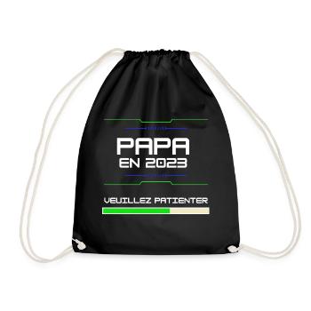 Papa En 2023 Annoncer Grossesse Cadeau Futur Père - Drawstring Bag - black - Front