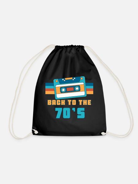 Kassette Back To 70's Geschenk 70er Jahre Party - Turnbeutel - Schwarz