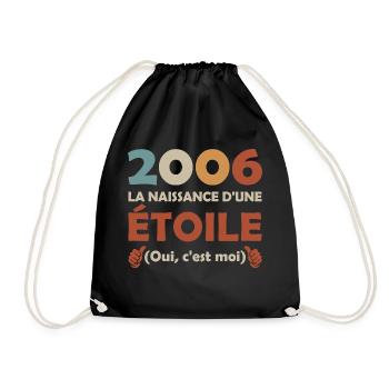 date de naissance 2006 / anniversaire année 2006 - Sac de sport léger - noir - Devant