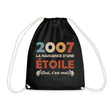 date de naissance 2007 / anniversaire année 2007 - Sac de sport léger - noir - Devant