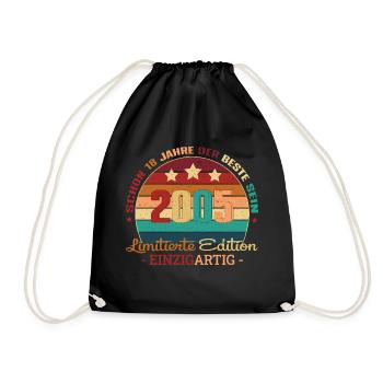 18th birthday Young girls 18 years 2005 funny - Drawstring Bag - black - Front