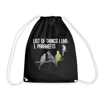 Budgerigar Perruche Oiseau Cadeau pour animaux de compagnie - Sac de sport léger - noir - Devant