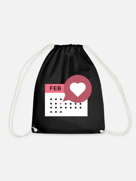 Heart Calendar - Drawstring Bag - black