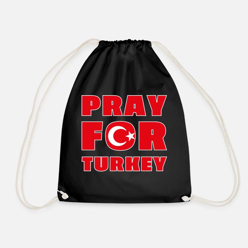 pray for turkey - Drawstring Bag - black