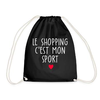 le shopping c est mon sport / cadeau humour femme - Sac de sport léger - noir - Devant
