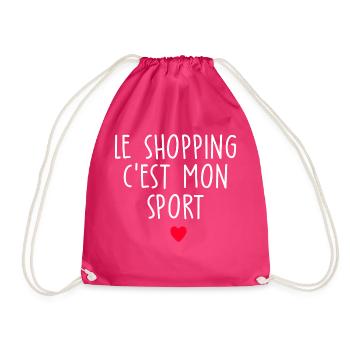 le shopping c est mon sport / cadeau humour femme - Sac de sport léger - fuchsia - Devant