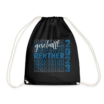 geschafft...Rentner 2023 Blue Glitter - Turnbeutel - Schwarz - Vorne
