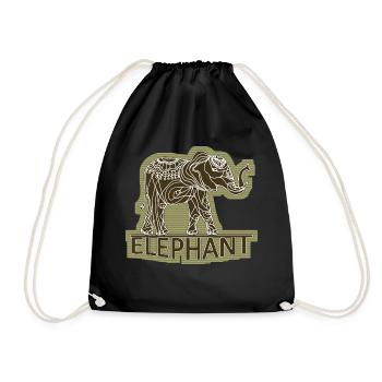 Elephant - Drawstring Bag - black - Front