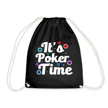 It's Poker Time Gambling Card Player - Drawstring Bag - black - Front