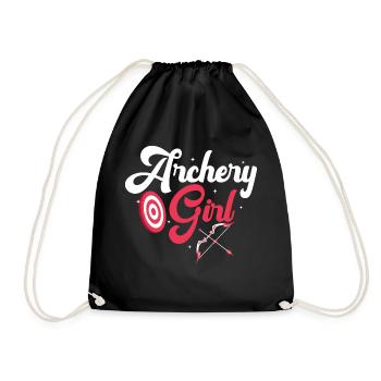Archery Girl Archer Target Bow & Arrows - Drawstring Bag - black - Front