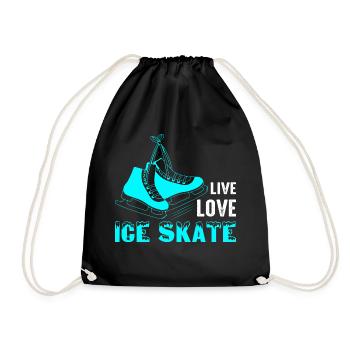Live Love Ice Skate Figure Skater Ice Skating - Drawstring Bag - black - Front