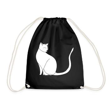 Minimalistische Katzen-Fine-Line-Art auf weißem Hintergrund - Turnbeutel - Schwarz - Vorne