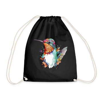 Mimi the hummingbird - Drawstring Bag - black - Front