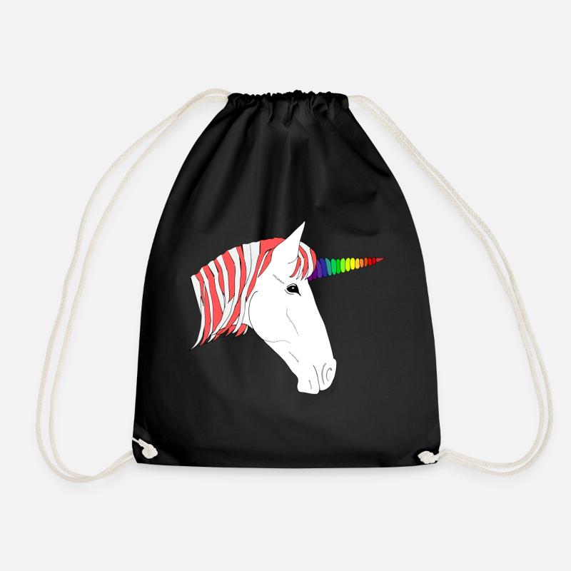 Rainbow unicorn - Drawstring Bag - black