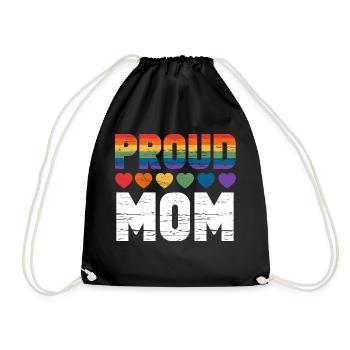 Proud Mom LGBT Rainbow Heart - Drawstring Bag - black - Front