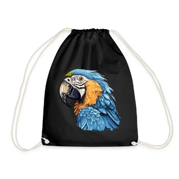 Blue and gold macaw - Drawstring Bag - black - Front