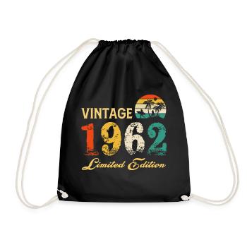 Vintage 1962 Limited Edition Made In 1962 Birthday - Drawstring Bag - black - Front