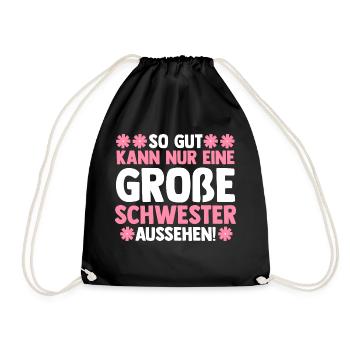 Familienmotiv Schwester - Turnbeutel - Schwarz - Vorne