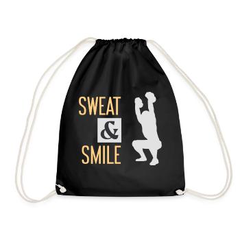 Sweat and smile Fitness Bodybuilding Humor - Drawstring Bag - black - Front