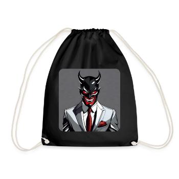 Evil grinning horror devil with suit - Drawstring Bag - black - Front