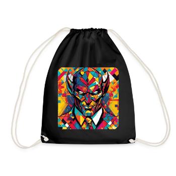 Démon coloré avec costume et cravate dans un style rétro - Sac de sport léger - noir - Devant