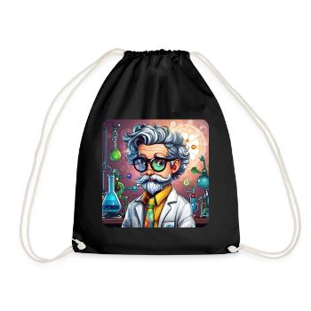Crazy professor with glasses and smock - Drawstring Bag - black - Front