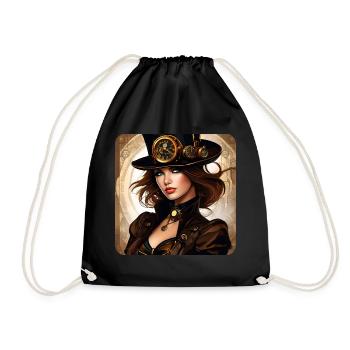 Sexy Steampunk Girl avec chapeau et montre - Sac de sport léger - noir - Devant