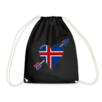 Drapeau islandais coeur amoureux - Sac de sport léger - noir - Devant