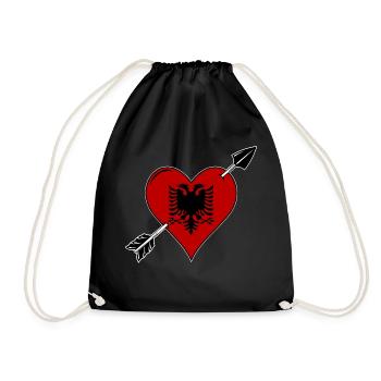 Albania flag heart in love - Drawstring Bag - black - Front