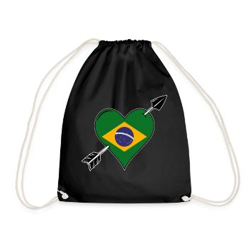 Brésil drapeau coeur amoureux - Sac de sport léger - noir - Devant