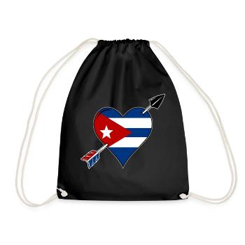 Cuba flag heart in love - Drawstring Bag - black - Front