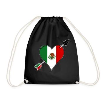Mexico Flag Heart Love - Drawstring Bag - black - Front