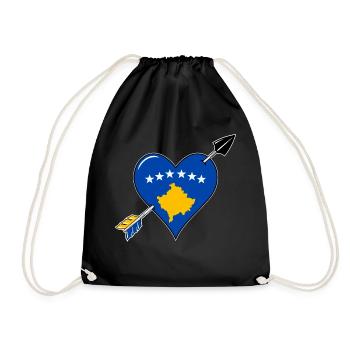 Drapeau du Kosovo Amour du cœur - Sac de sport léger - noir - Devant