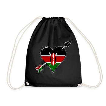 Kenya Flag Heart Love - Drawstring Bag - black - Front