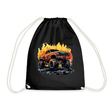Monster Truck Car Monster Truck Motif - Drawstring Bag - black - Front