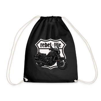 Chopper // Custom // Motorcycle - Drawstring Bag - black - Front