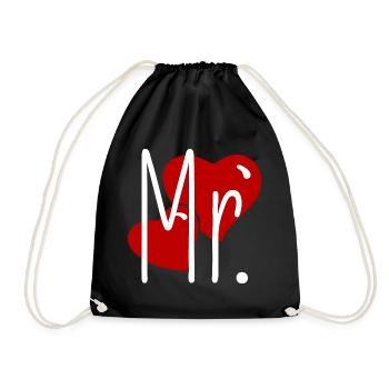Matching Look Mr and Mrs Valentine's Day Matching Pair - Drawstring Bag - black - Front
