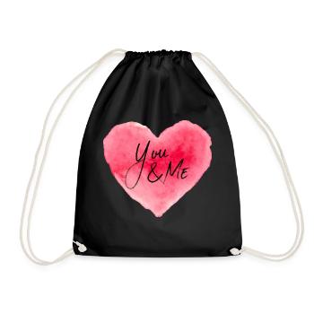 You & Me Heart - Drawstring Bag - black - Front
