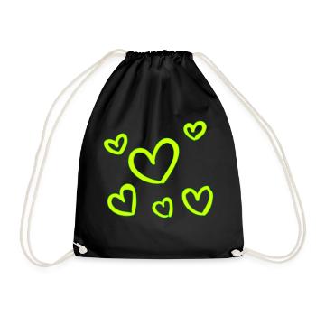 Love hearts - Drawstring Bag - black - Front