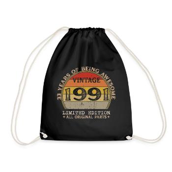 Né en 1991 - Vintage 1991 Anniversaire Rétro - Sac de sport léger - noir - Devant