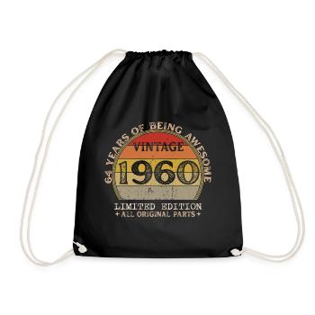 Jahrgang 1960 - Jahrgang 1960 Retro Geburtstag - Turnbeutel - Schwarz - Vorne
