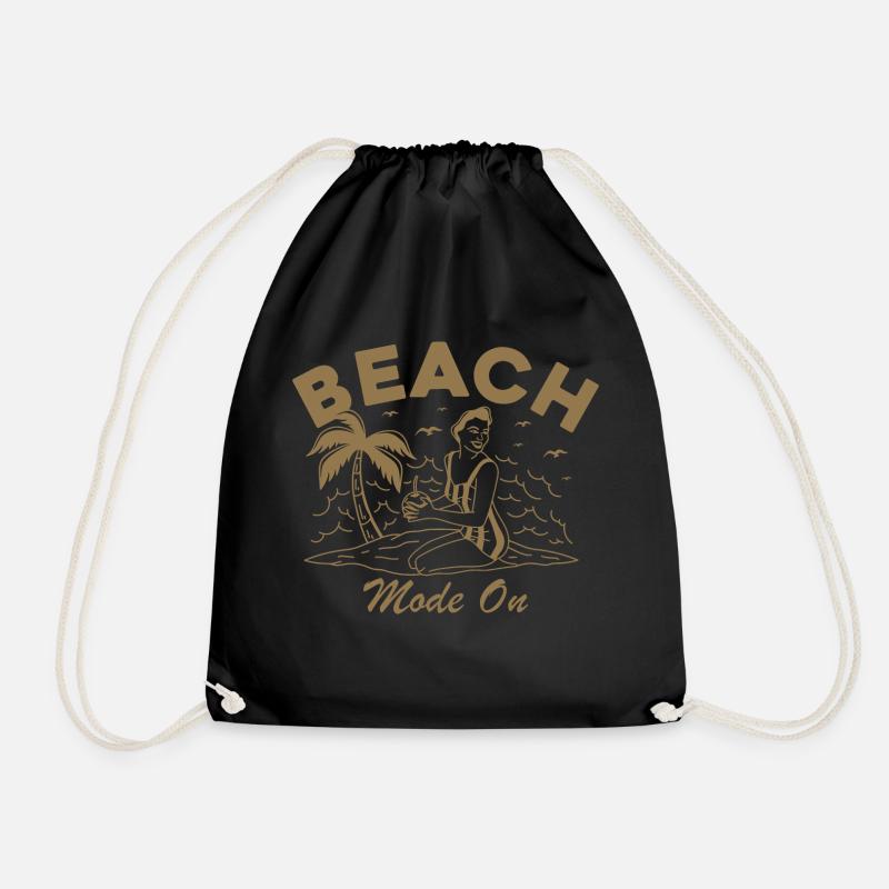 Beach Mode On - Drawstring Bag - black